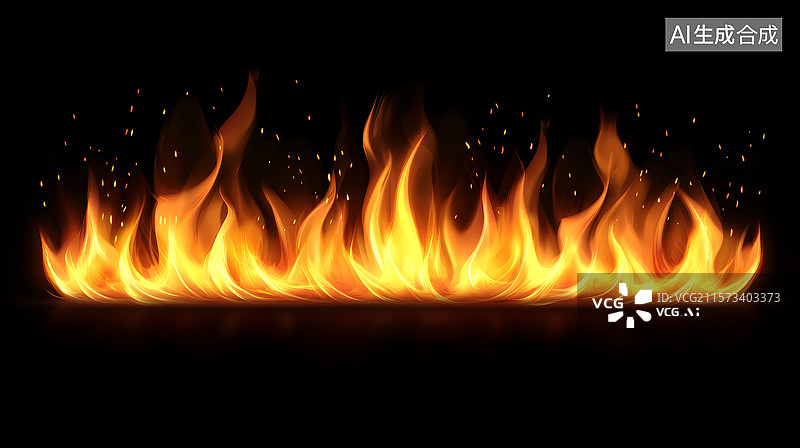 【AI数字艺术】燃烧的橙红色火苗图片素材