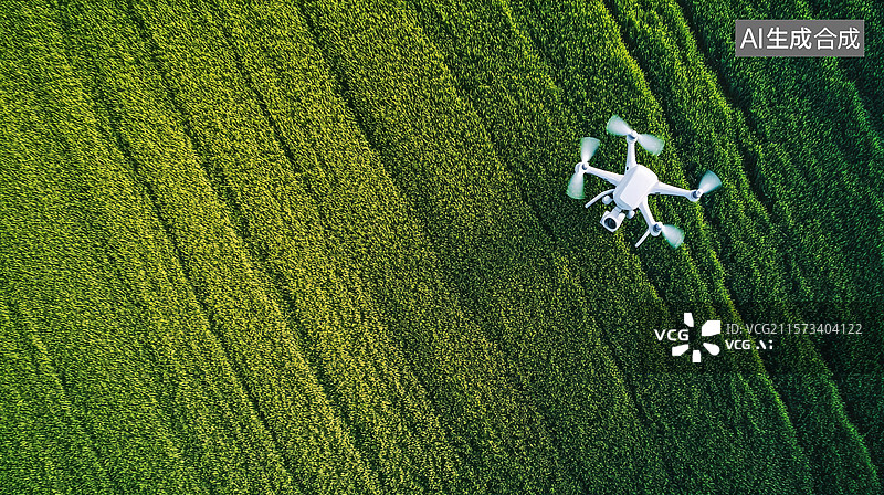 【AI数字艺术】无人机视角下的绿色田野图片素材