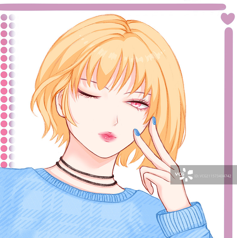 卡通金发美女头像图片素材