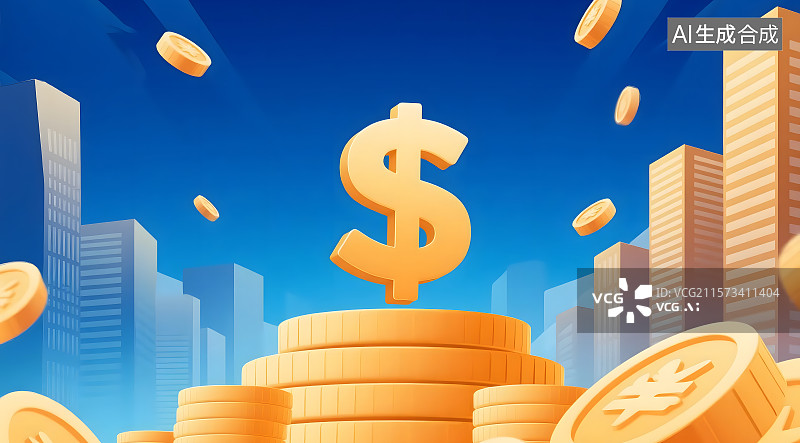 【AI数字艺术】金融金币背景图片素材