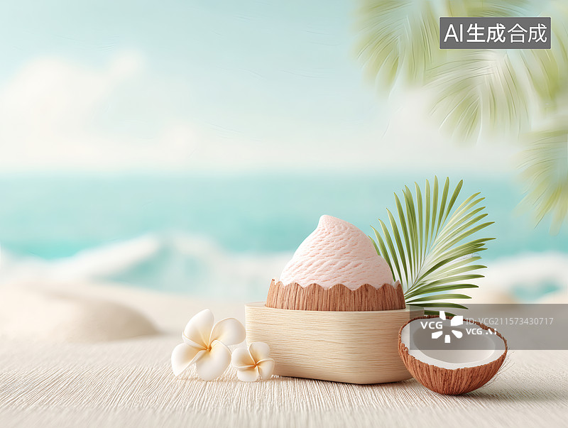 【AI数字艺术】热带海滩椰香风情图片素材