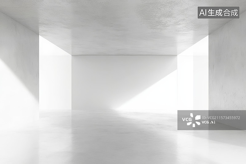 【AI数字艺术】空旷明亮的混凝土房间图片素材