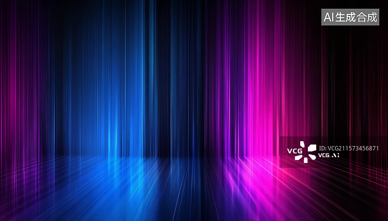 【AI数字艺术】蓝紫渐变光束舞台背景图片素材