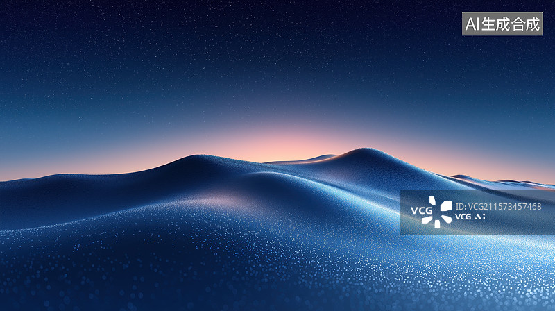 【AI数字艺术】蓝色沙漠的梦幻日落图片素材