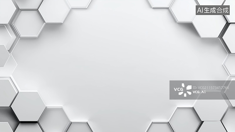 【AI数字艺术】白色六边形几何图案背景图片素材