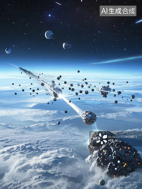 【AI数字艺术】太空中的小行星带图片素材