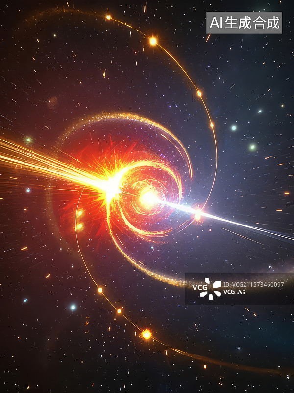 【AI数字艺术】双星系统碰撞产生的引力波图片素材