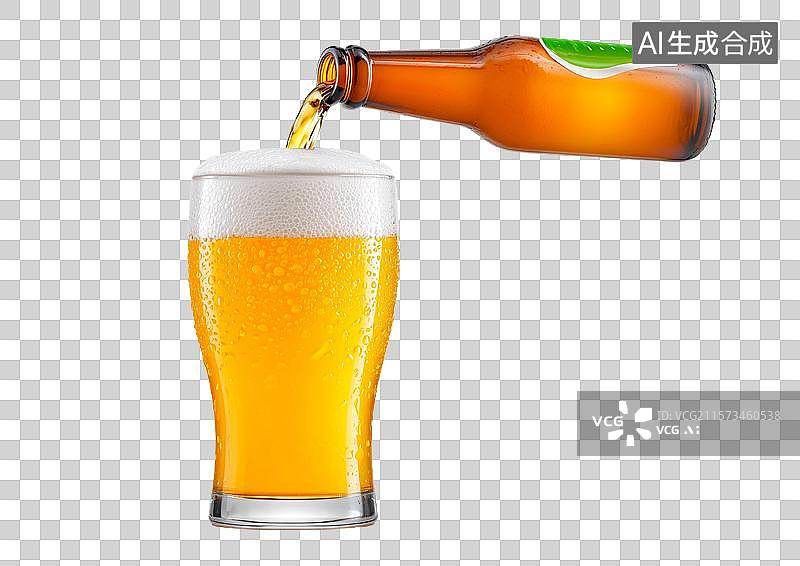 【AI数字艺术】【免抠png素材】正往啤酒杯里倒啤酒图片素材