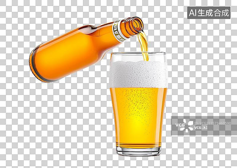 【AI数字艺术】【免抠png素材】正往啤酒杯里倒啤酒图片素材