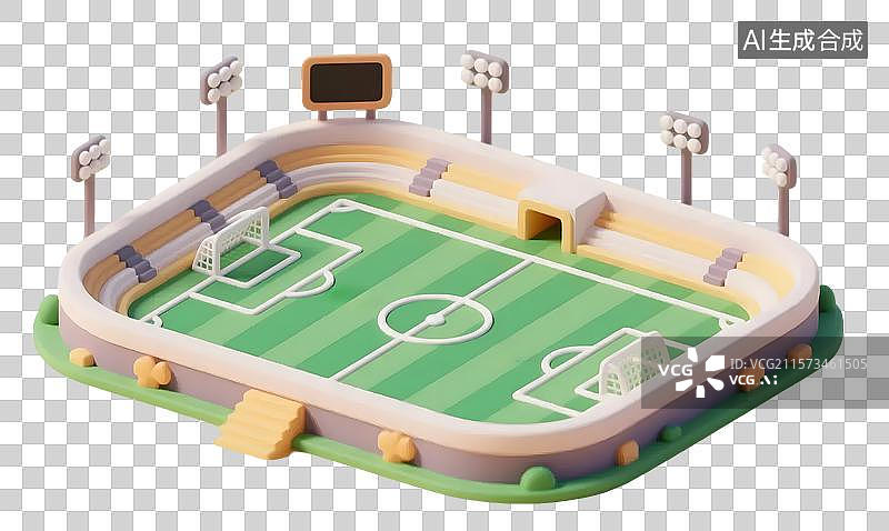 【AI数字艺术】迷你体育场足球场全景图片素材