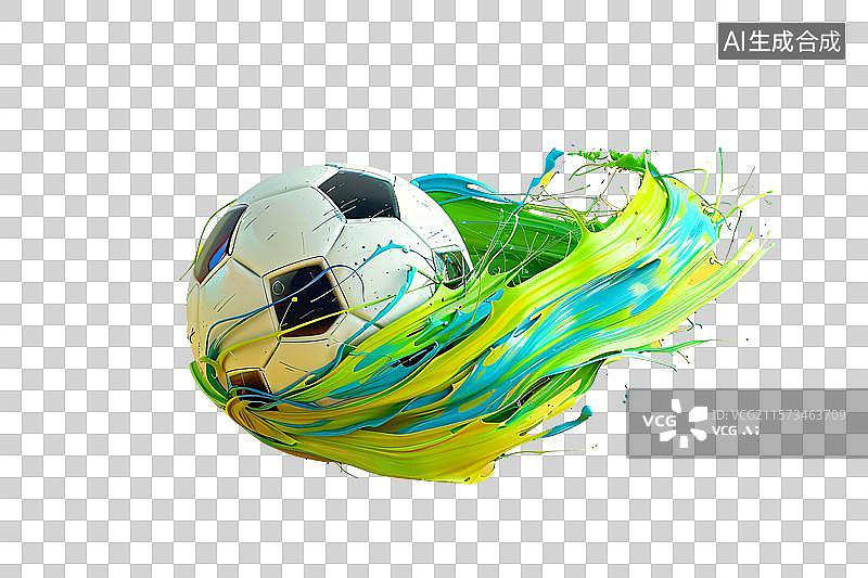 【AI数字艺术】足球裹彩墨动感飞溅图片素材