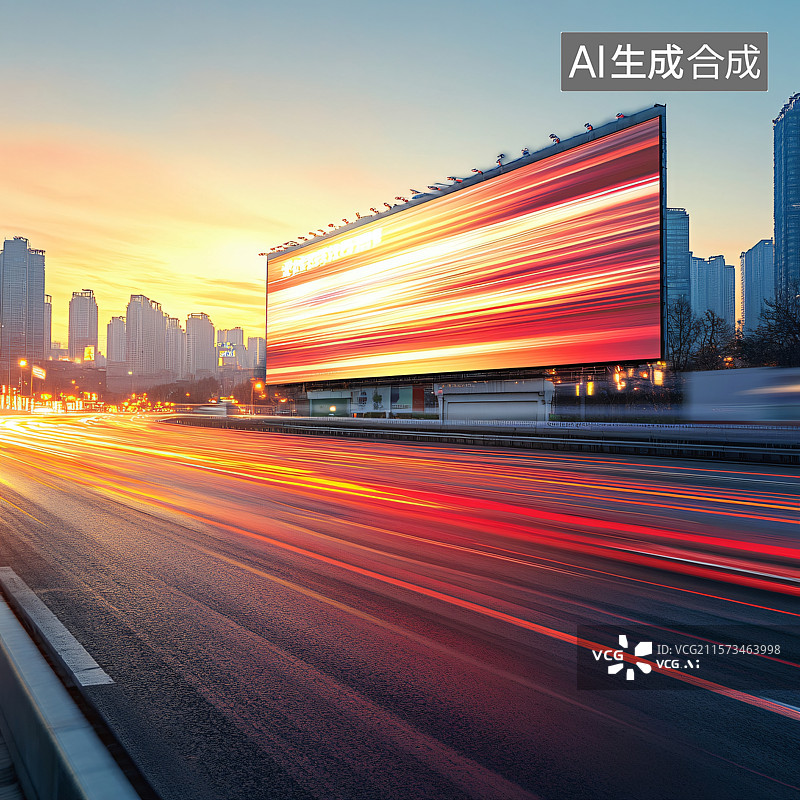 【AI数字艺术】空旷的高速公路路面与清晰的天空，提供简洁和极简的背景，适合作为汽车广告和汽车概念的展示图。图片素材