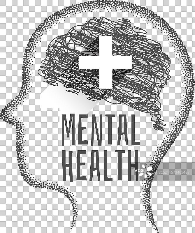 涂鸦风格的人头背景，适用于心理主题图片素材