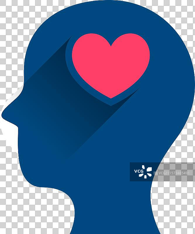 人头与心脏背景，关注心理健康图片素材