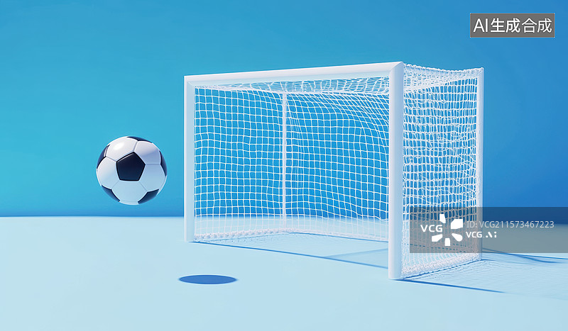 【AI数字艺术】足球场上的守门框图片素材