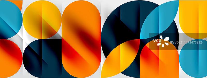 圆形、圆圈和线条的极简几何图形图片素材