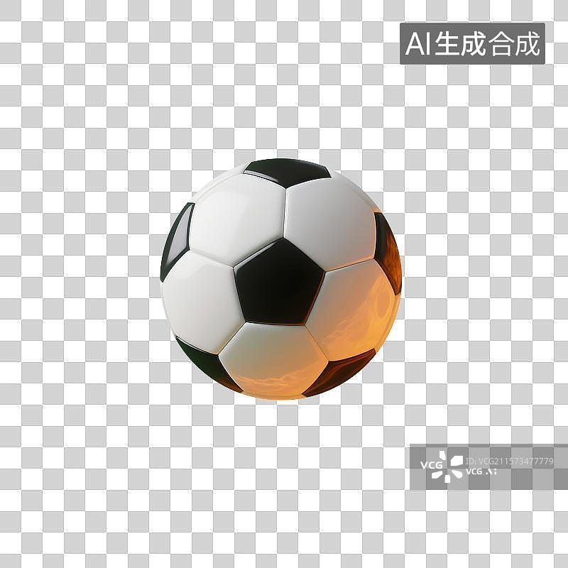 【AI数字艺术】3d渲染写实的经典黑白足球设计元素图片素材