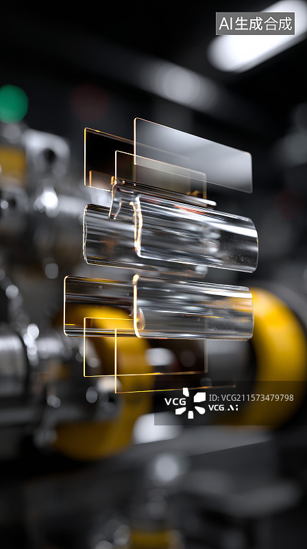 【AI数字艺术】齿轮结构中的工业精密测量系统图片素材