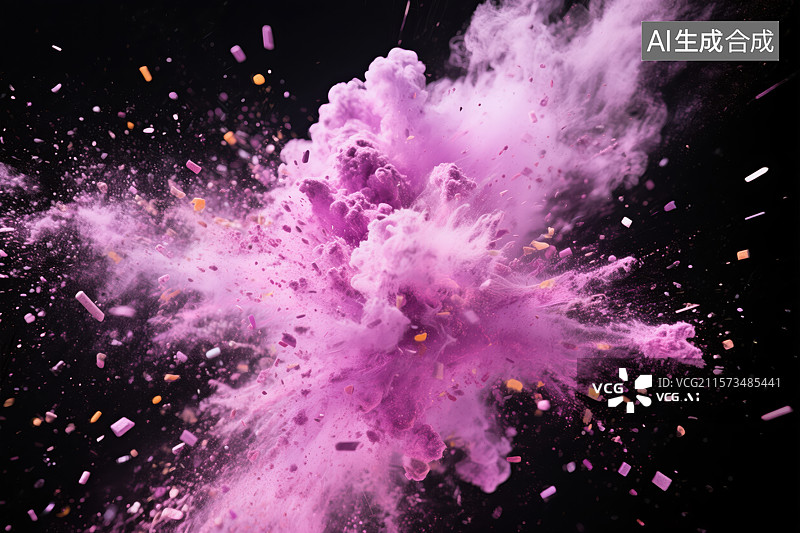 【AI数字艺术】粉爆狂想：色彩粒子的动态迸发图片素材