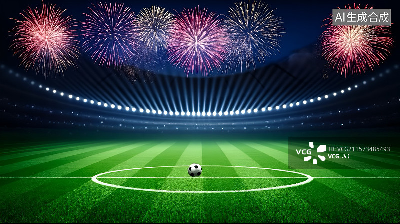 【AI数字艺术】夜幕下的绿茵足球场 3D背景图片素材