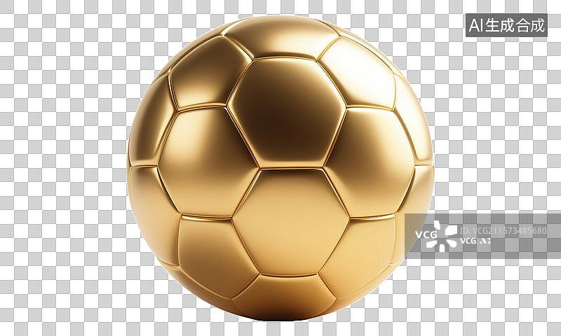 【AI数字艺术】黄金质感金色足球3D免抠元素三维立体渲染风格写实插画设计素材 简洁大气奢侈品装饰奖杯奖品图片素材