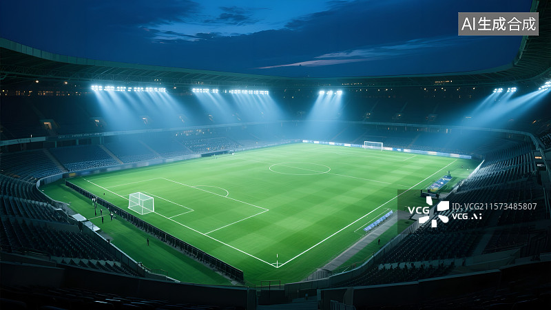【AI数字艺术】夜幕下的绿茵足球场 3D背景图片素材