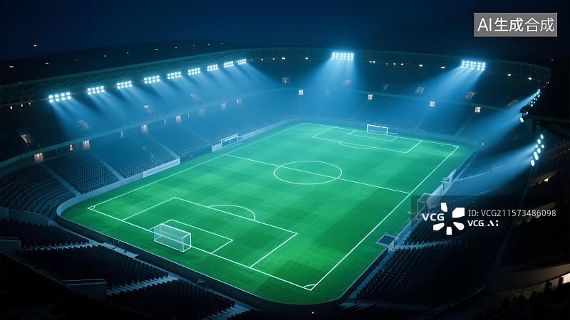 【AI数字艺术】夜幕下的绿茵足球场 3D背景图片素材