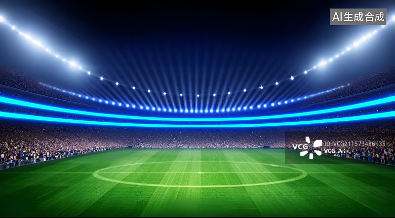 【AI数字艺术】夜幕下的绿茵足球场 3D背景图片素材