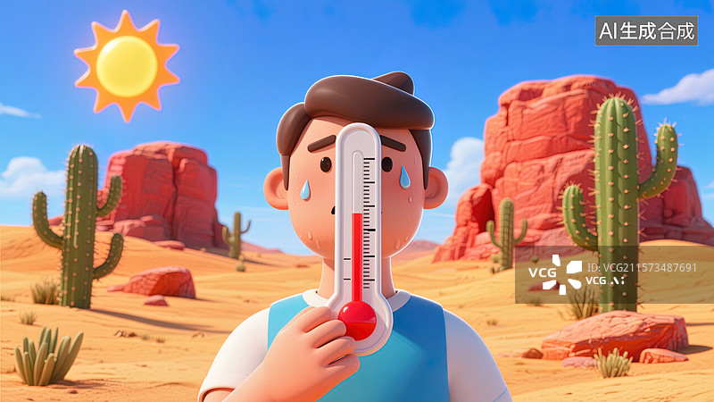 【AI数字艺术】炙热高温下的求生图片素材