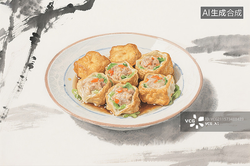 【AI数字艺术】豆腐酿酿豆腐图片素材