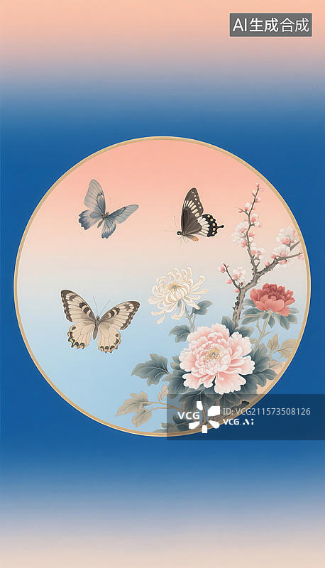 【AI数字艺术】锦绣蝴蝶花朵图案图片素材