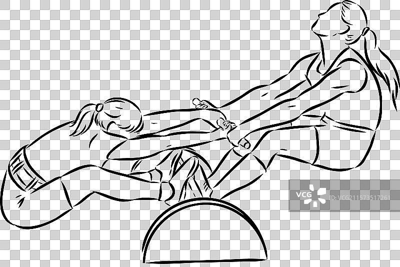 雅库特摔跤运动素描图片素材