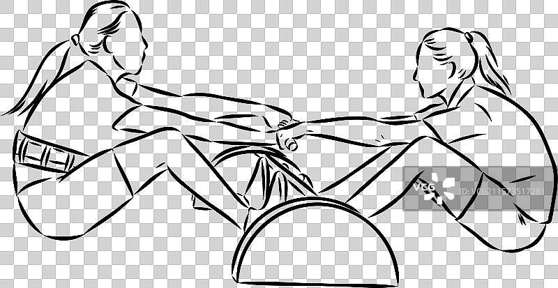 雅库特摔跤运动素描图片素材