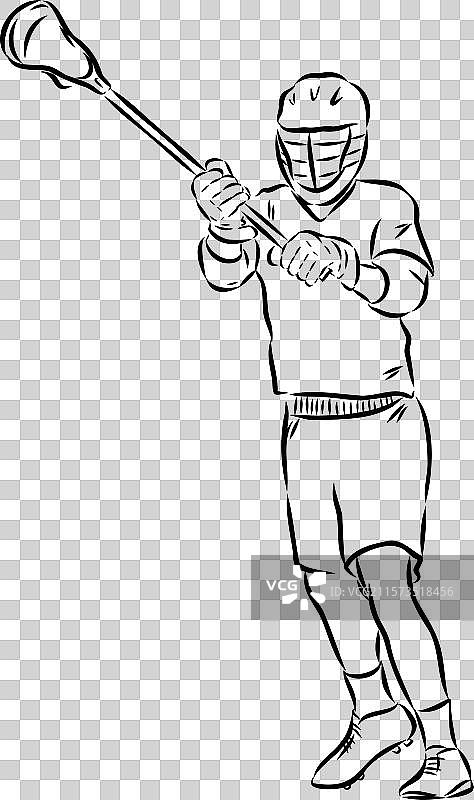 曲棍球运动素描轮廓图片素材