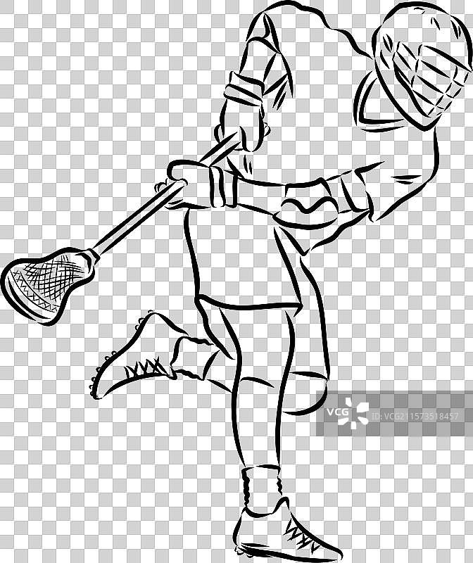 曲棍球运动素描轮廓图片素材
