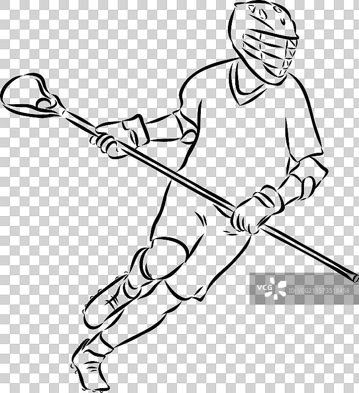 曲棍球运动素描轮廓图片素材