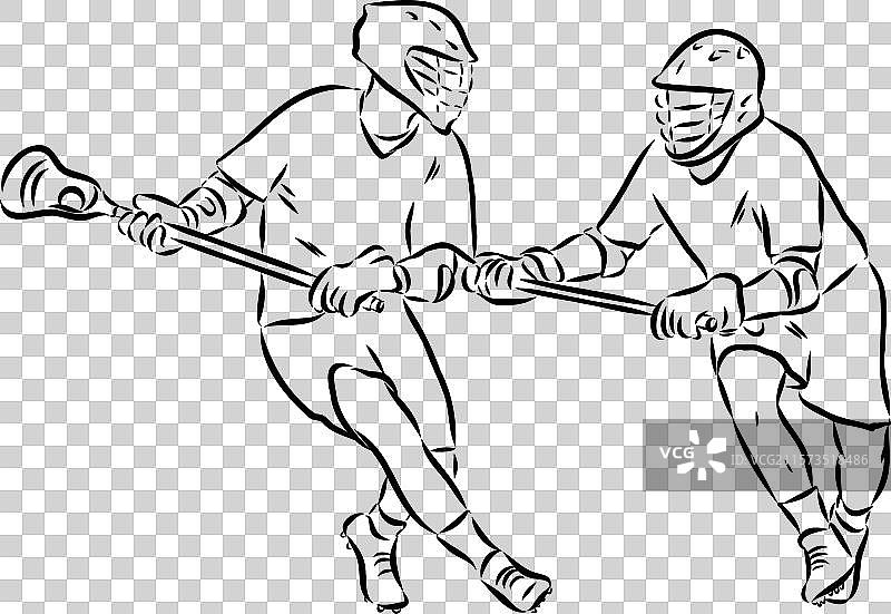 曲棍球运动素描轮廓图片素材
