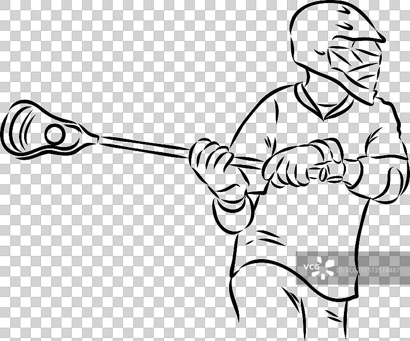 曲棍球运动素描轮廓图片素材