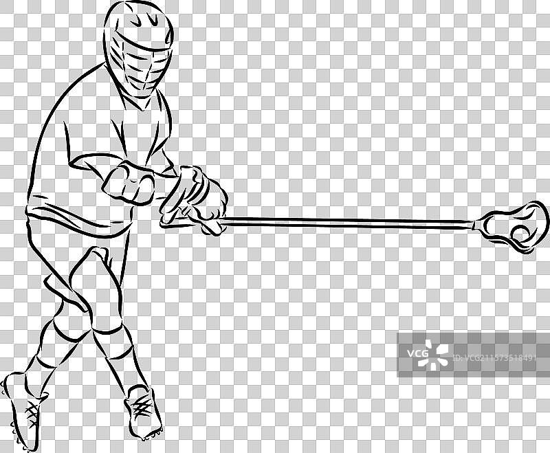 曲棍球运动素描轮廓图片素材