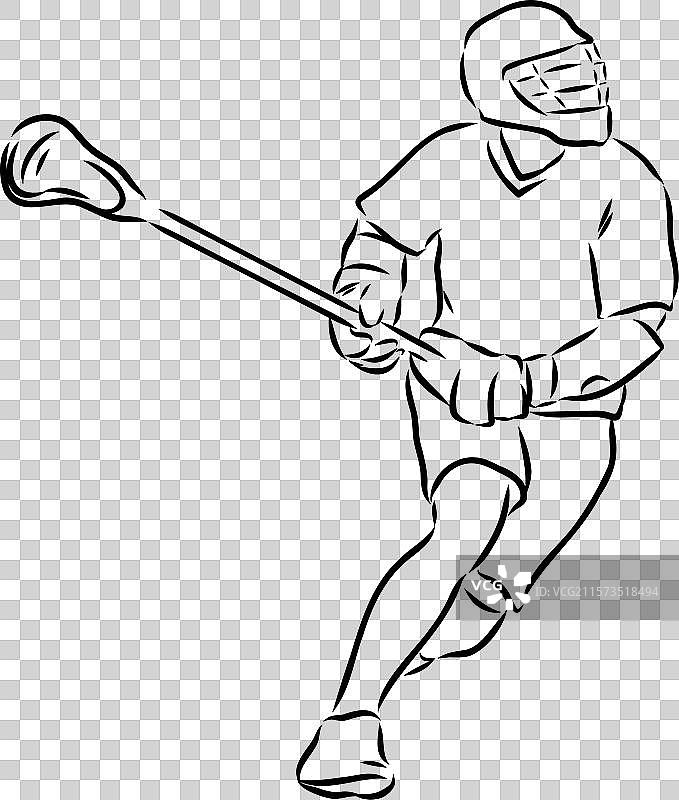 曲棍球运动素描轮廓图片素材