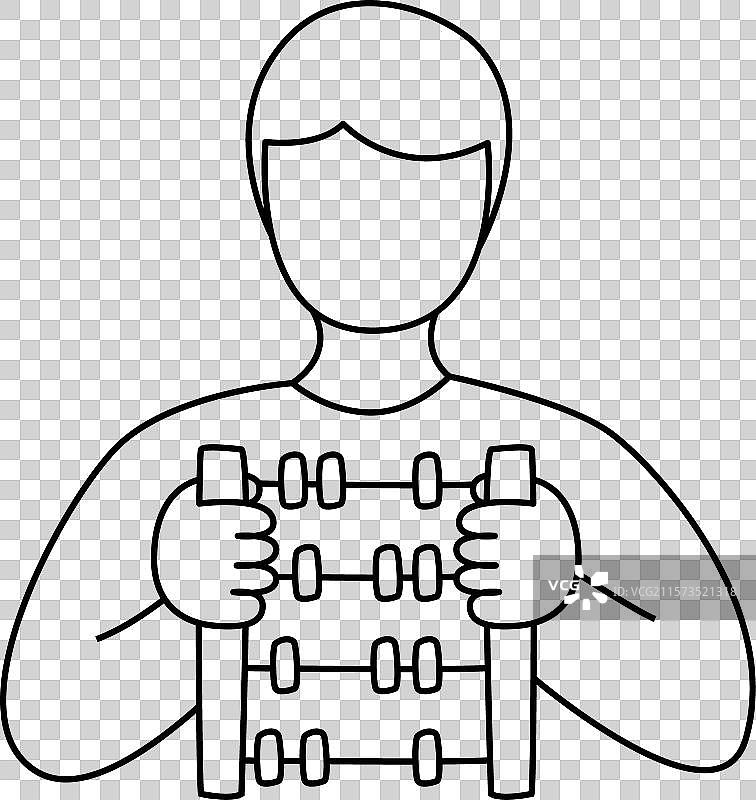 男孩手中拿着一个木制算盘图片素材