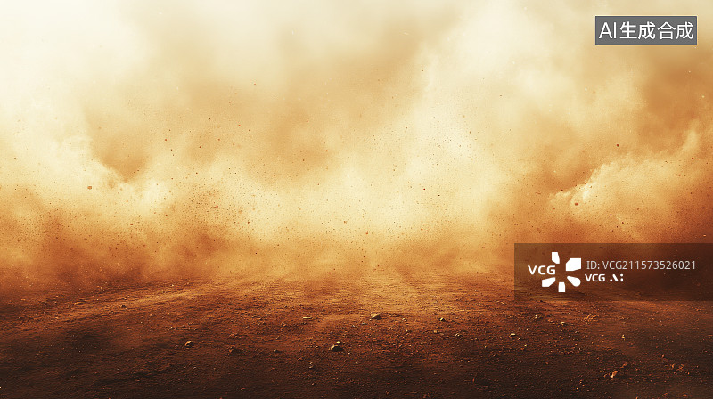 【AI数字艺术】沙尘暴中的荒漠景象图片素材