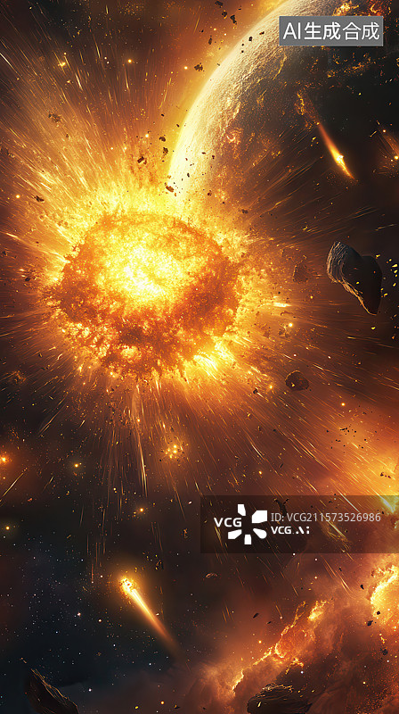 【AI数字艺术】宇宙爆炸与行星碎片图片素材