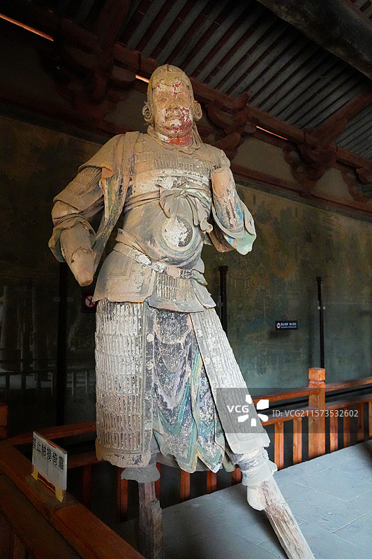 山西省忻州市繁峙县，岩山寺文殊殿内的金代佛教彩绘泥塑图片素材