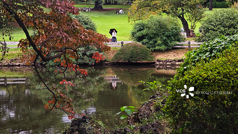 新宿御苑位于东京，是日式与法式庭园结合的公园，融合多种风格，四季如画，樱花季与菊花展时尤为迷人。图片素材