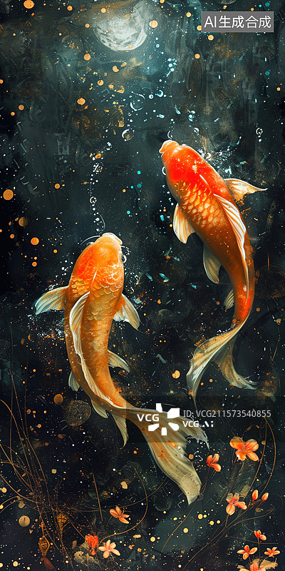 【AI数字艺术】AI生成的插图鲤鱼图片素材