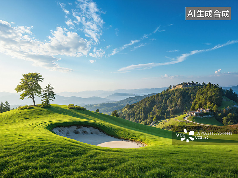 【AI数字艺术】高尔夫球场美景图片素材