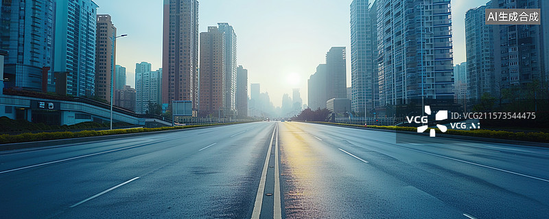 【AI数字艺术】AI生成的创意插画城市道路图片素材