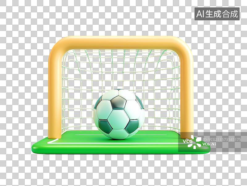 【AI数字艺术】3D足球与草坪免抠元素图片素材