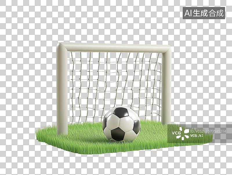 【AI数字艺术】3D足球与草坪免抠元素图片素材